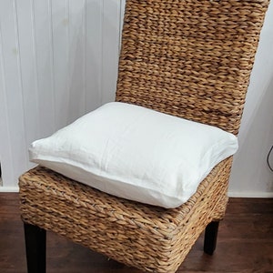 Linen Chair Cushion Pad Covers with Zippers for Wicker Rattan in White Long Ties image 2