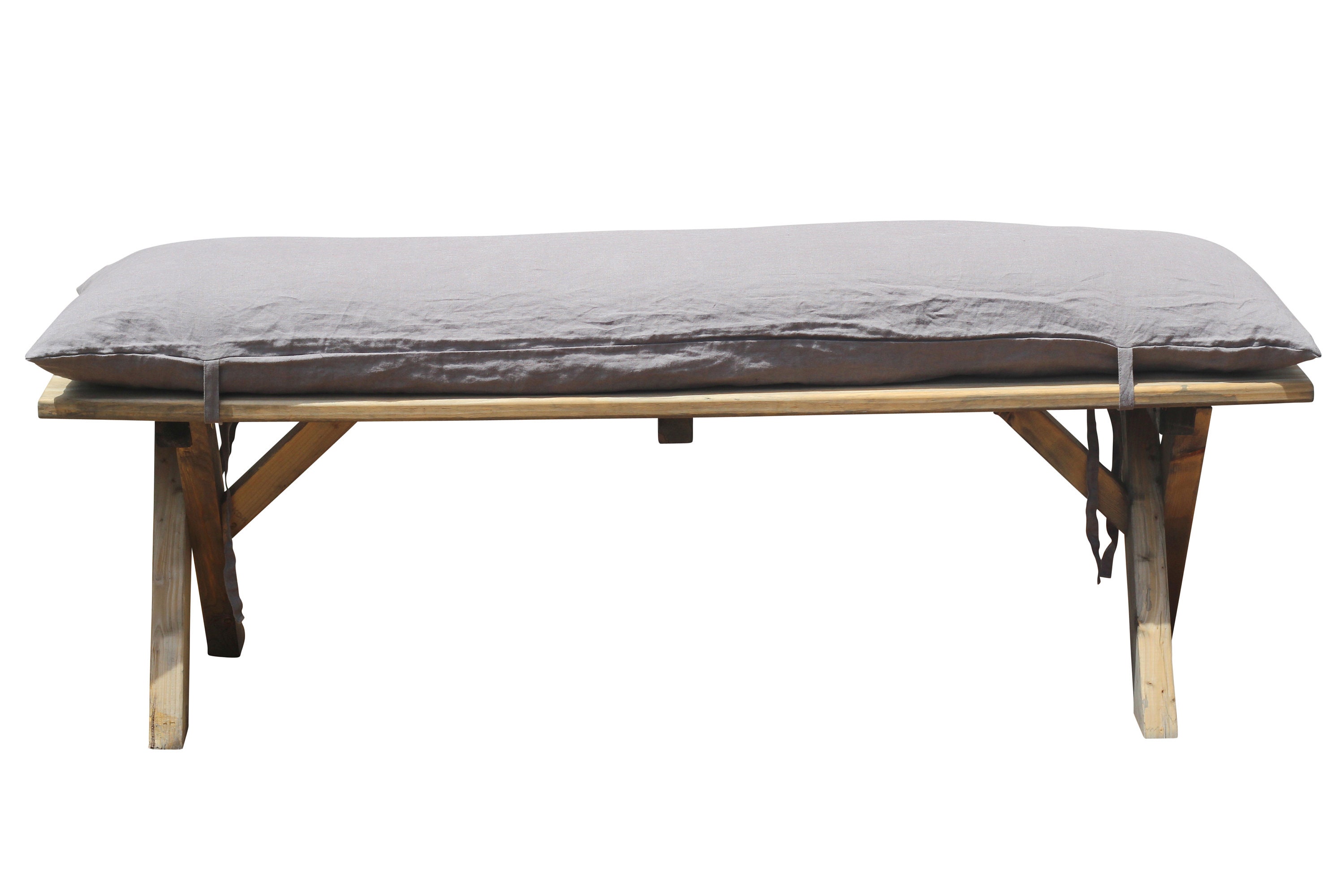 French Linen Bench Cushion Pad Cover only in Medium Gray Etsy