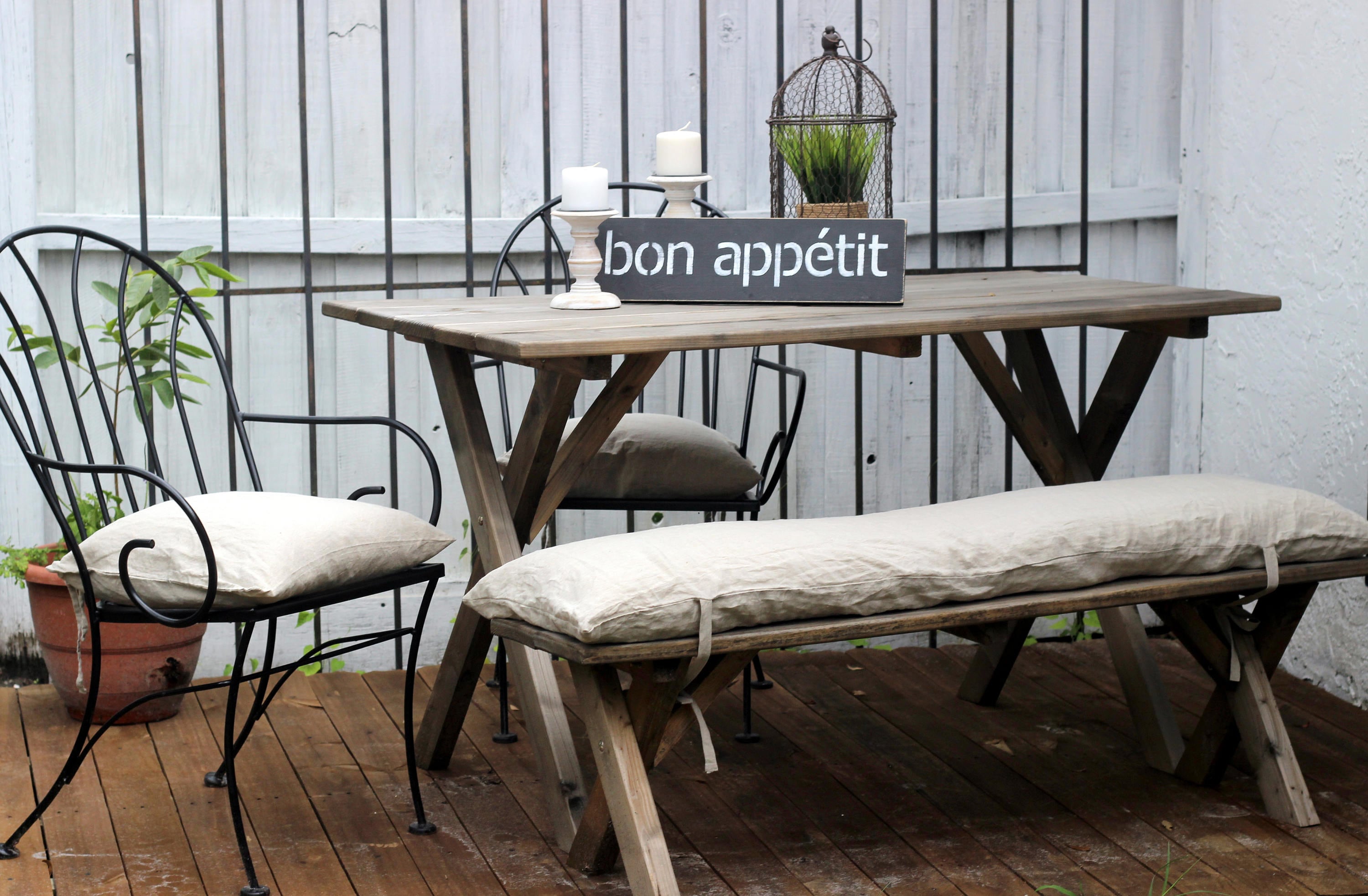 100 French Linen Bench Cushion Pad Cover In Natural Without Etsy