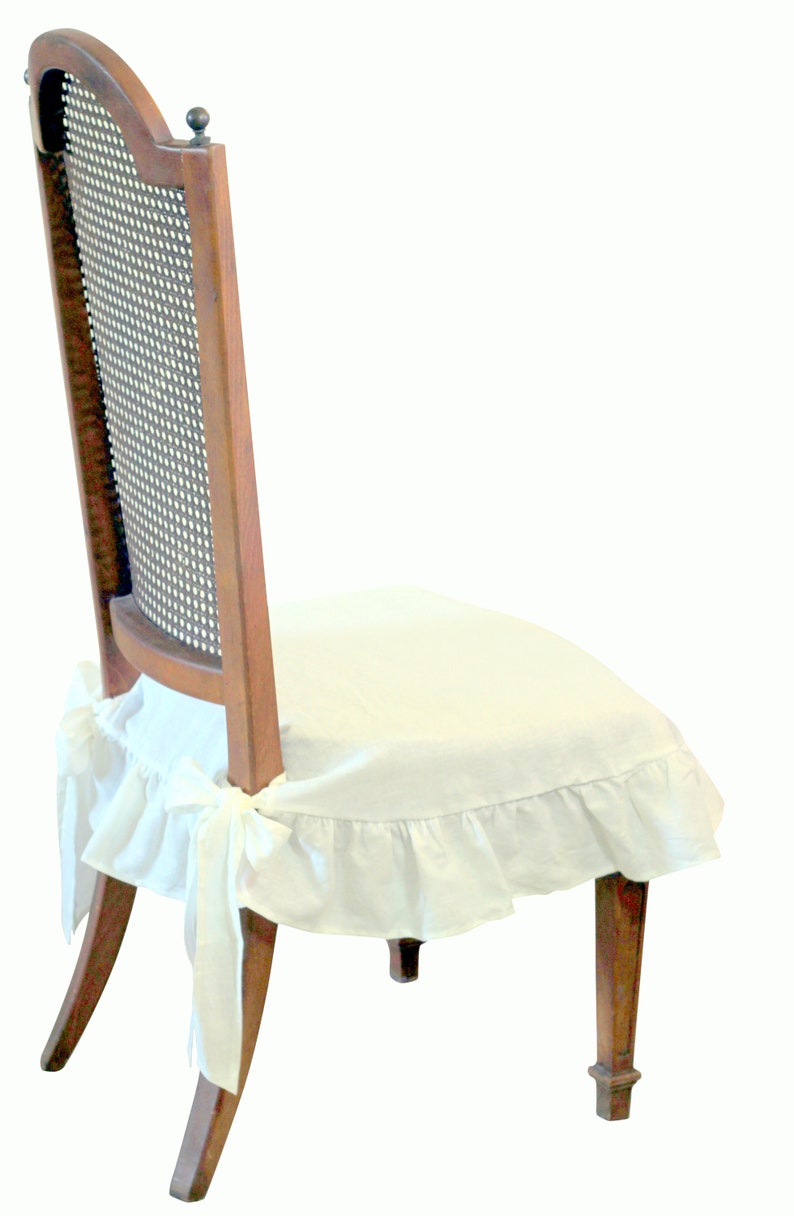 French Linen Chair Seat Cover Slipcover with 4 sided Ruffle Etsy