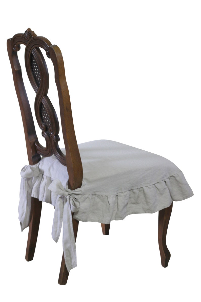 French Linen Chair Seat Cover Slipcover with 4 sided Ruffle in Etsy