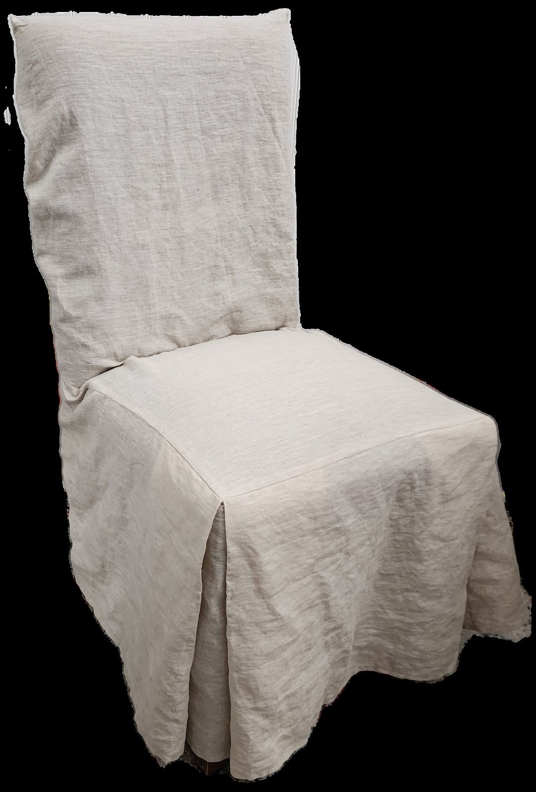 Long Linen Parson Chair Cover in Linen Dining Room Slipcover in Small