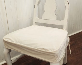 Cream Velvet Dining Chairs Slipcover Seat Covers Fitted in Off White