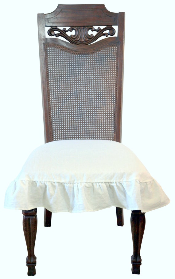 Francais En Lin Chaise Housse De Selle Avec 3 Volants Face En Etsy