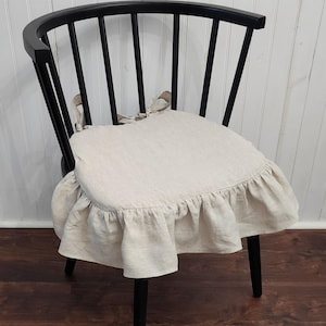 Linen Cushion Chair Cover for Windsor Spindle in White Color Rocking Chair Pad Covers With Ruffles Cover for Dining Chair With Zipper Etsy