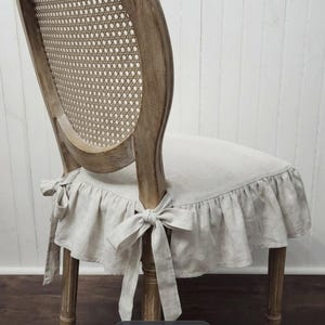 Chair Seat Cover with 4 sided Ruffle in Natural