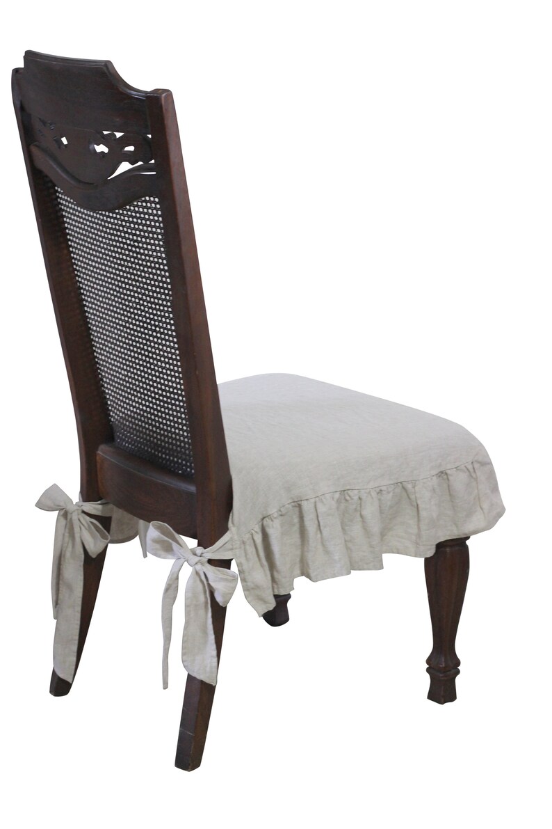 Dining Chair Seat Cover in Linen with 3 sided Ruffle in Etsy