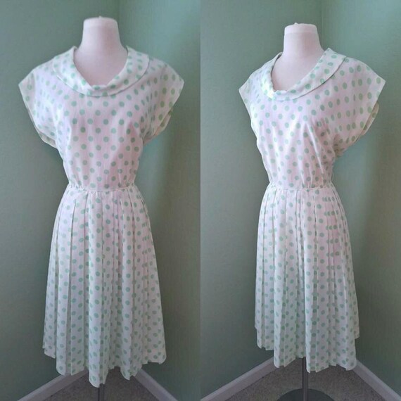 1950s Lime Green Polka Dot Dress