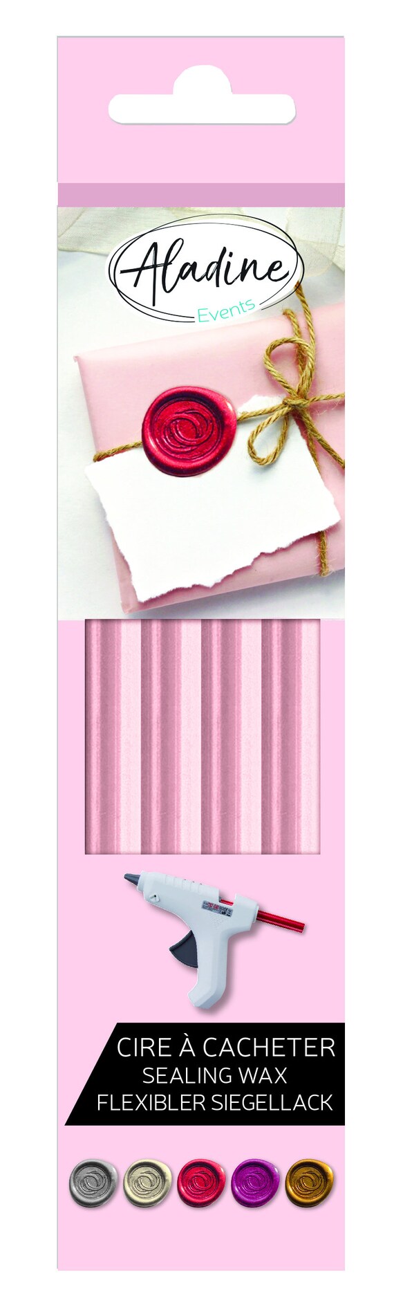 4 bastoncini di ceralacca rosa pastello per pistola per cera da 12 mm  Bastoncino di ceralacca rosa pastello prodotto in Francia 80 sigilli di  cera -  Italia