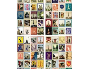 80 faux timbres autocollants France - Faux timbres pour snail mail, scrapbooking, invitations, happy mail...