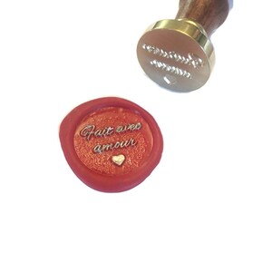 Sceau pour cachet de cire FAIT AVEC AMOUR, pour emballage artisanal, création fait main, cadeau fait maison...
