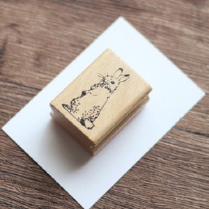 Joli petit tampon avec un lapin - Tampon lapin pour déco, DIY, petit packaging, emballage de Pâques