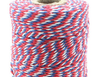 Rouleau de 90m de baker twine épaisse AirMail - Ficelle bleu blanc rouge AIR MAIL