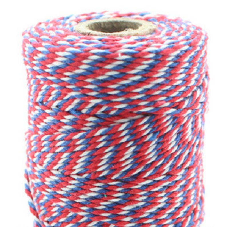 90m roll of thick AirMail baker twine Blue white red AIR MAIL twine image 1