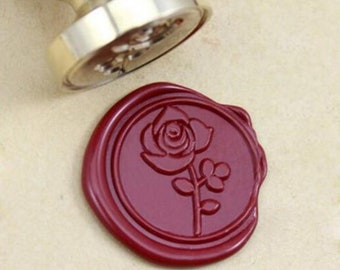 Sceau pour cachet de cire avec une rose - Sceau rose pour carterie, emballage DIY, déco...