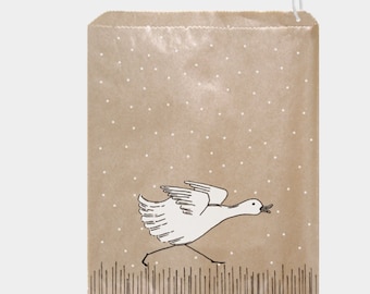 50 jolis sachets en papier kraft - Sachet emballage kraft, sac papier avec un petit canard qui court !