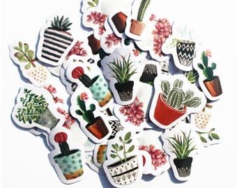 45 autocollants cactus - Sticker cactus pour DIY, scrap, déco, cadeau...