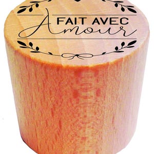 Söt liten trästämpel "Made with love" - Stämpel för scrapbooking, pyssel, presentinslagning