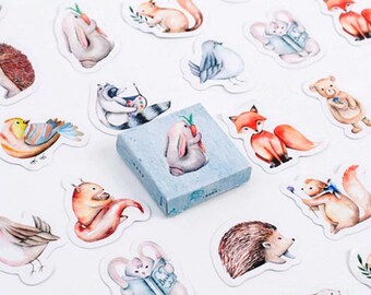 45 schattige stickers - Kleine stickers met dieren