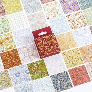 45 pequeñas pegatinas florales para scrapbooking - Varias pegatinas para scrapbooking, bullet journal, decoración...
