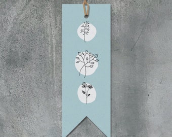 6 grandes étiquettes en carton très épais, Très jolies étiquettes bleues avec des motifs de fleurs pour paquet cadeau, emballage artisanal