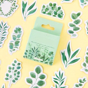 45 mini autocollants avec des feuilles - Stickers feuilles pour DIY, scrap, déco, cadeau...