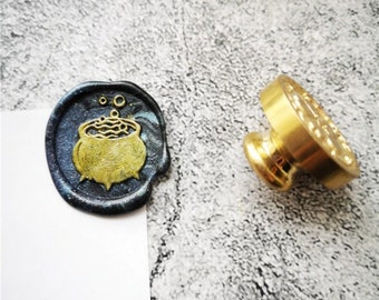 Seal with a witch pot for Halloween wax seal, birthday invitation, role play, magic potion...
