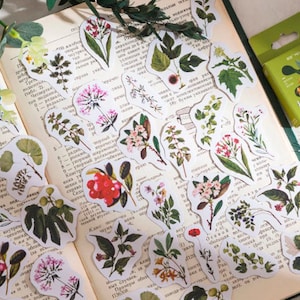 46 mini autocollants avec des fleurs - Stickers fleurs pour DIY, scrapbooking, déco, cadeau...