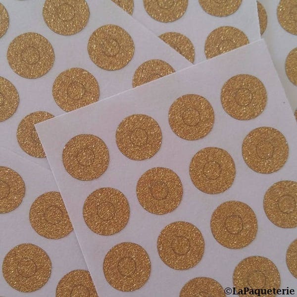 1 planche de 24 petits oeillets dorés à paillettes - Oeillet papier glitter or