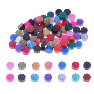 100 granulés de cire multicolore - Granulés de cire pour cachet de cire en couleur sur enveloppe, faire-part, cadeau...