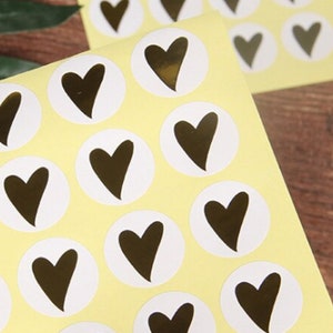160 jolis petits autocollants coeurs dorés - Autocollants coeur or pour mariage, paquet cadeau, déco, bullet journal...