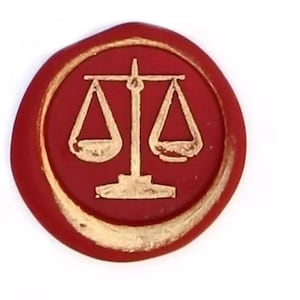 Joli sceau de la balance de la Justice fait main en Europe : pour cachet de cire Justice sur une carte, une enveloppe, idée cadeau...