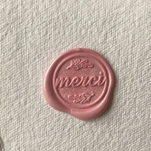 Joli sceau avec un "merci" pour cachet de cire merci : snailmail, journaling, mariage, déco, DIY, petit packaging...