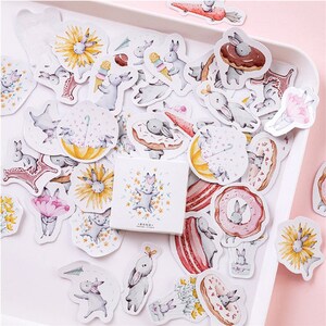 45 autocollants avec des lapins - Stickers lapins, pour carterie, déco, scrapbooking, Paques...
