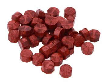 100 glossy red wax granules for wax stamp - Bright red wax to use with a seal to be stamped