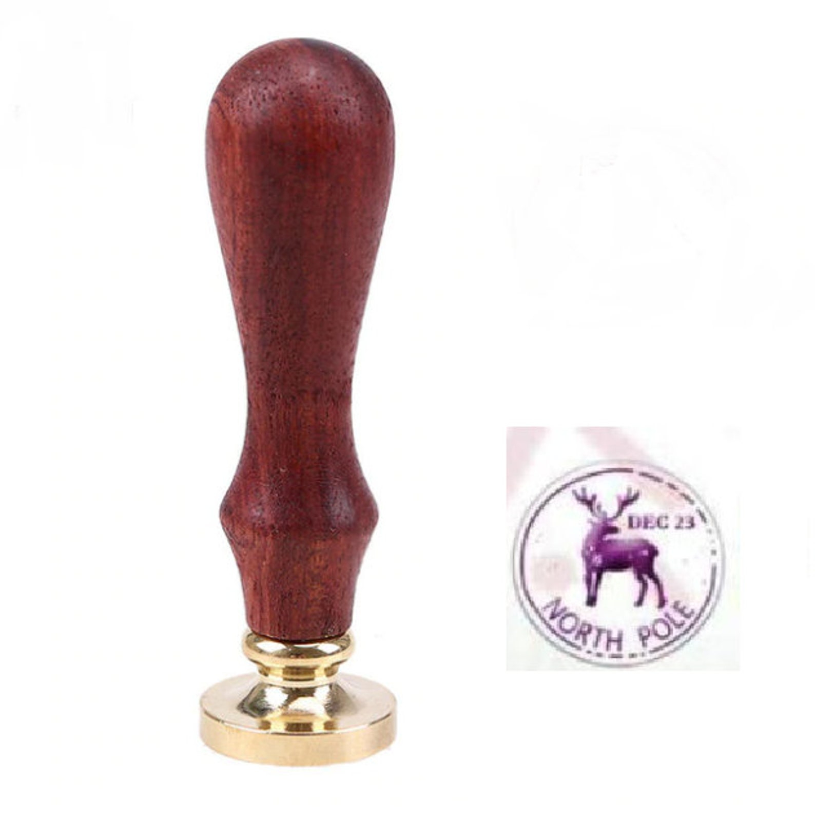 Cachet De Cire Père Noël - Tampon En Laiton 30 Mm Avec Manche En Bois - Pour Invitations, Cadeaux Et Décorations De Noël