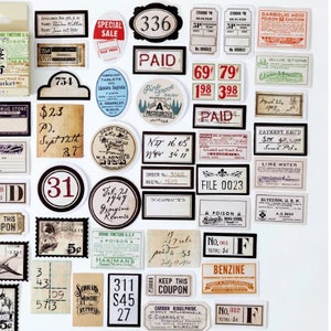 45 pequeñas pegatinas vintage para scrapbooking - Varias pegatinas para scrapbooking, bullet journal, decoración...