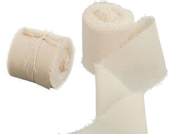 5m of ecru silk chiffon ribbon - Ecru silk chiffon to decorate an envelope, a gift, a handmade creation...
