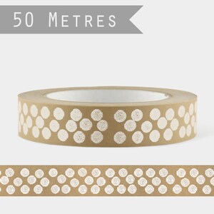 Rotolo di carta adesiva largo e lungo da 50 m! Nastro adesivo Kraft con pois bianchi, per packaging creativo, fai da te...