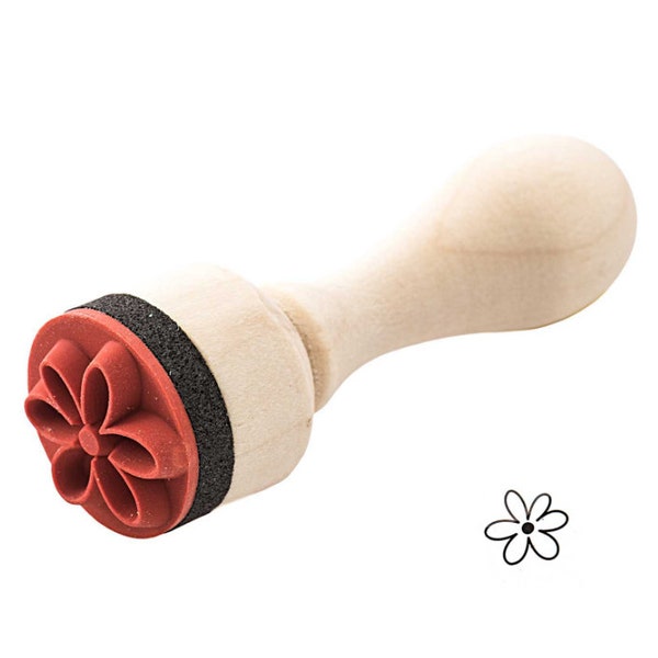 Mini tampon fleur en bois - Joli petit tampon fleur