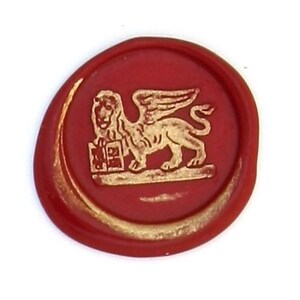 Joli sceau avec le Lion de Saint-Marc fait main en Europe : pour cachet de cire sur une carte, une enveloppe, idée cadeau...