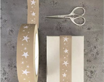 50m Abdeckrollen in breitem und langem Papier! Kraftklebeband mit weißen Sternen, für kreative Verpackungen, DIY...