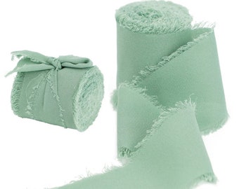 5m of mint green silk muslin ribbon - Mint green silk muslin to decorate an envelope, a gift, a handmade creation...