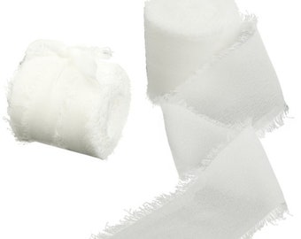5m of white silk chiffon ribbon - White silk chiffon to decorate an envelope, a gift, a handmade creation...