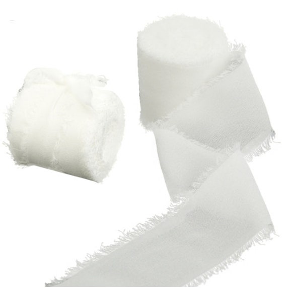 5m of white chiffon ribbon - White chiffon to decorate an envelope, a gift,  a handmade creation