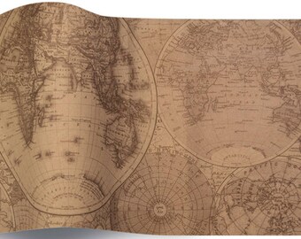 5 sheets of vintage tissue paper - World map wrapping sheet, world map tissue paper