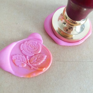 Sceau pour tampon de cire fait soi-même : sceau avec une rose pour emballage artisan, carte fête des mères...