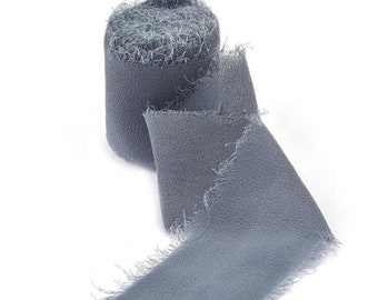 5m of dark gray silk muslin ribbon- Dark gray silk muslin to decorate an envelope, a gift, a handmade creation...