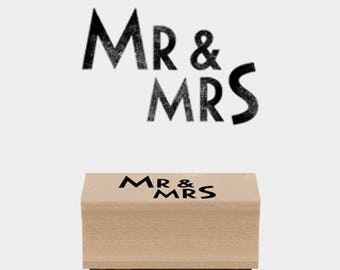 Pretty stamp for a wedding with "Mr & Mrs" inscription for announcements, decoration...