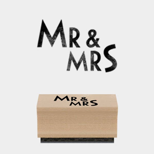 Pretty stamp for a wedding with "Mr & Mrs" inscription for announcements, decoration...